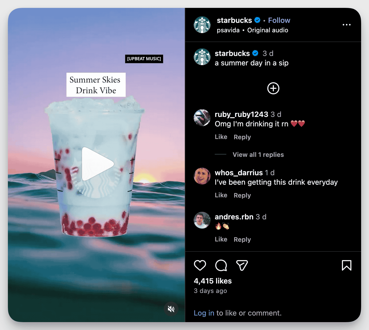 starbucks instagram post